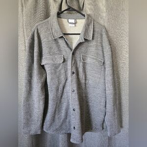 Zara Mens Textured Overshirt Size L Grey Shacket Flannel